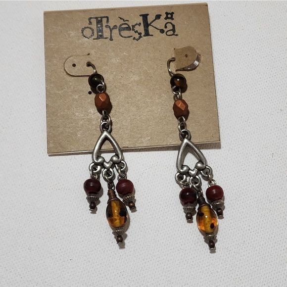 Treska Brown Tones beaded dangle earrings‎ new!!! - Picture 1 of 3